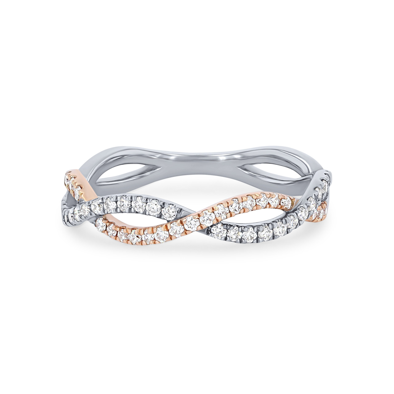 Two Tone Twist Full Diamond Wedding Band 0