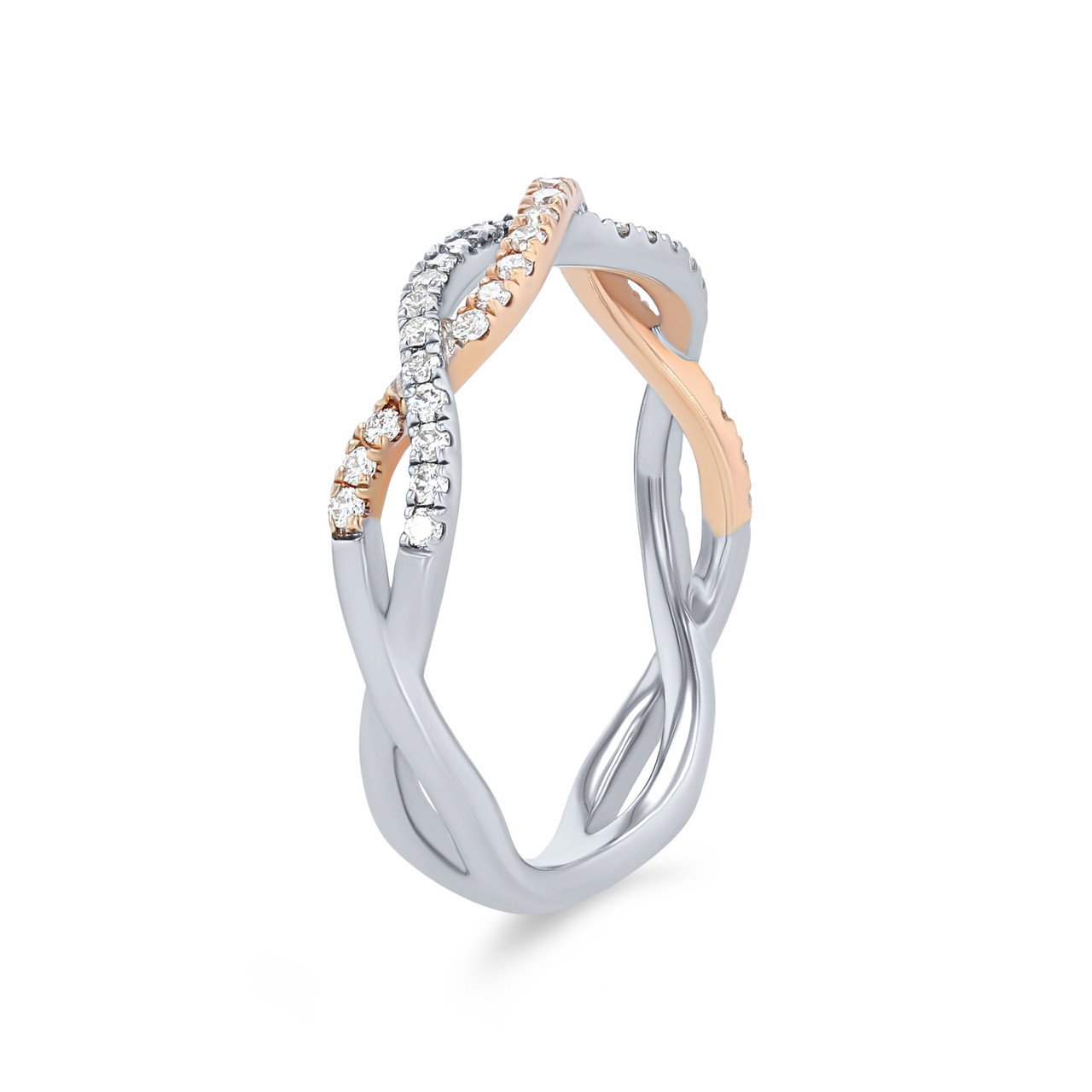 Two Tone Twist Full Diamond Wedding Band 1
