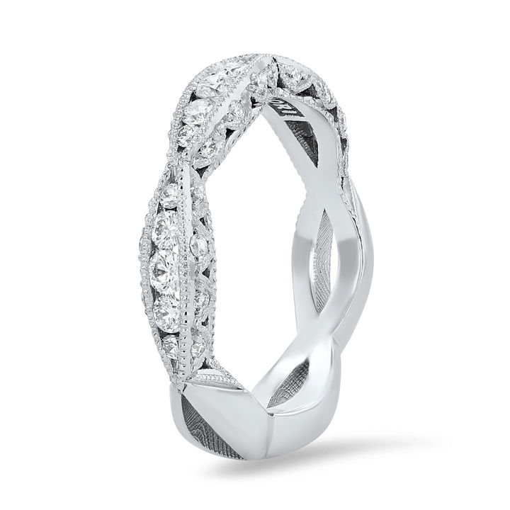 White Gold 18K Tacori Classic Crescent Three Sided Wedding Band
