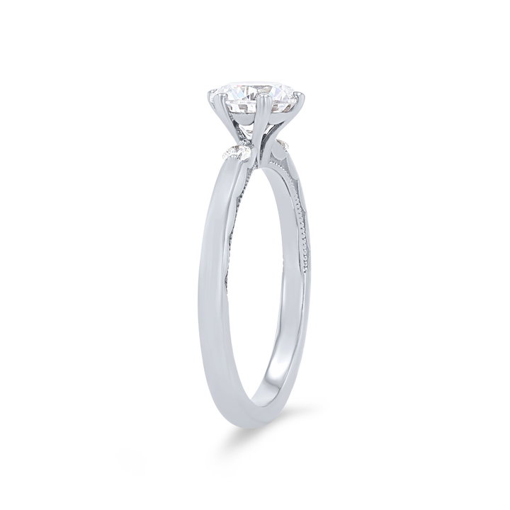Tacori Sculpted Crescent Side Stone Engagement Setting In Platinum
