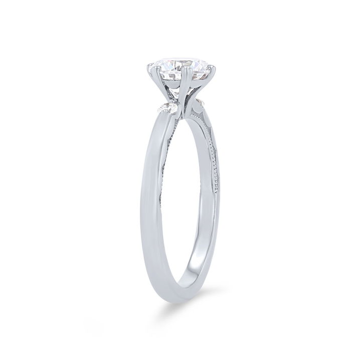 Tacori Sculpted Crescent Side Stone Engagement Setting In Platinum