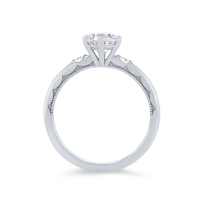 Tacori Sculpted Crescent Side Stone Engagement Setting In Platinum