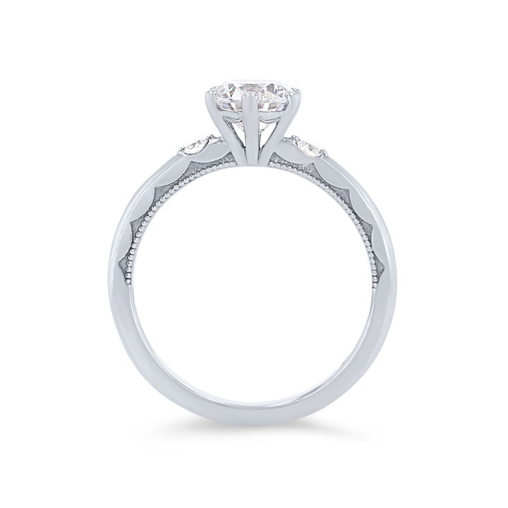 Tacori Sculpted Crescent Side Stone Engagement Setting In Platinum
