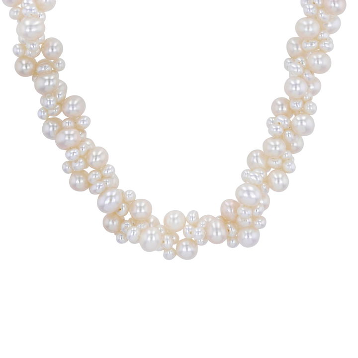 Freshwater Pearl Cluster Necklace In Yellow Gold 14K