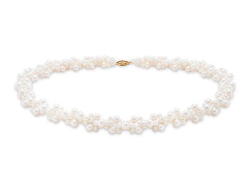 Freshwater Pearl Cluster Necklace In Yellow Gold 14K