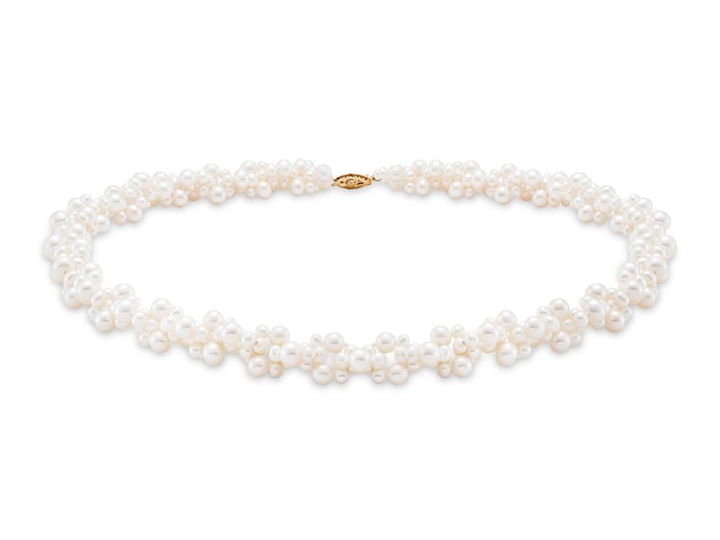 Freshwater Pearl Cluster Necklace In Yellow Gold 14K