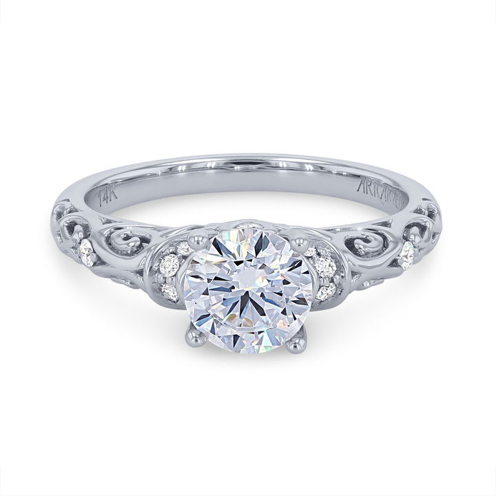 Platinum Artcarved Cathedral Filigree Engagement Setting