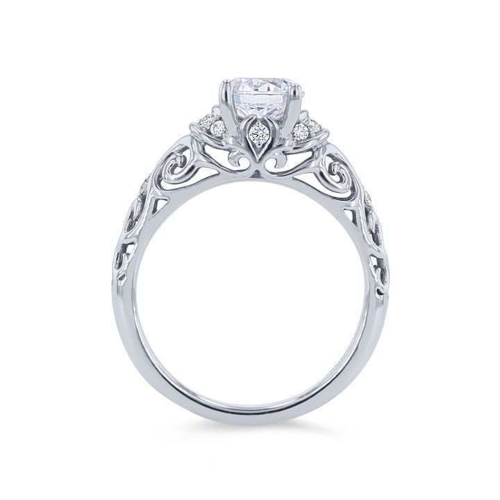 Platinum Artcarved Cathedral Filigree Engagement Setting