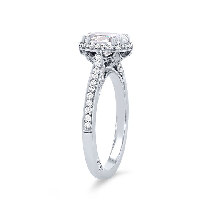 White Gold 18K Tacori Dantela Oval Halo Engagement Setting