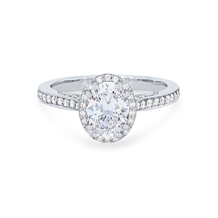 White Gold 18K Tacori Dantela Oval Halo Engagement Setting