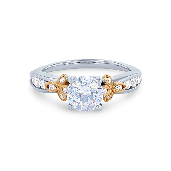 Simon G. Floral Accent Diamond Engagement Setting In White And Yellow Gold 18K