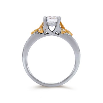 Simon G. Floral Accent Diamond Engagement Setting In White And Yellow Gold 18K
