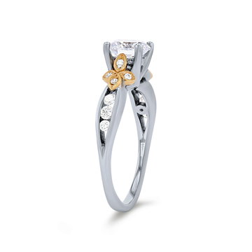 Simon G. Floral Accent Diamond Engagement Setting In White And Yellow Gold 18K