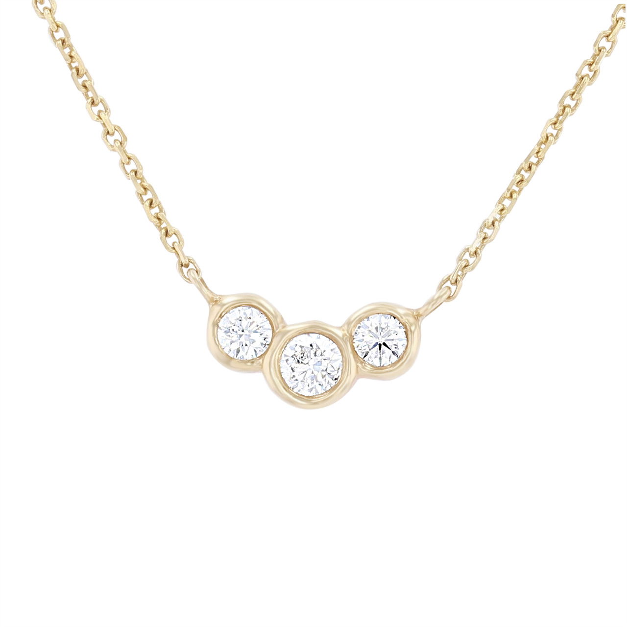 Three Stone Bezel Diamond Pendant