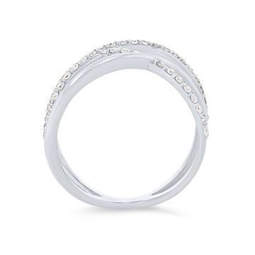 Diamond Double "X" Ring In White Gold 14K