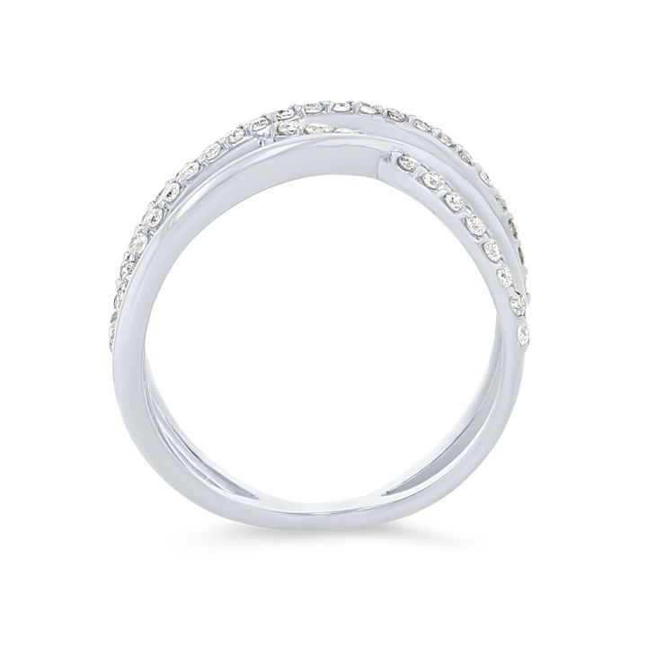 Diamond Double "X" Ring In White Gold 14K