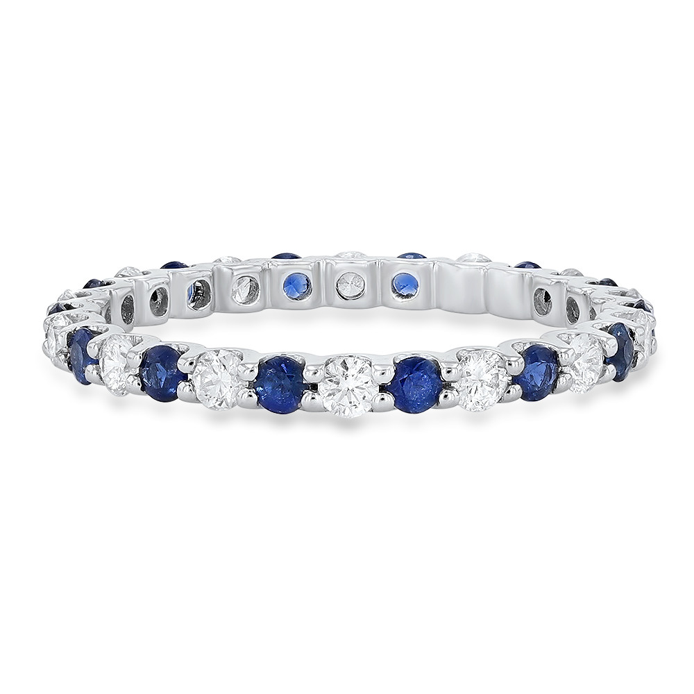 Alternating Sapphire and Diamond Eternity Wedding Band 0