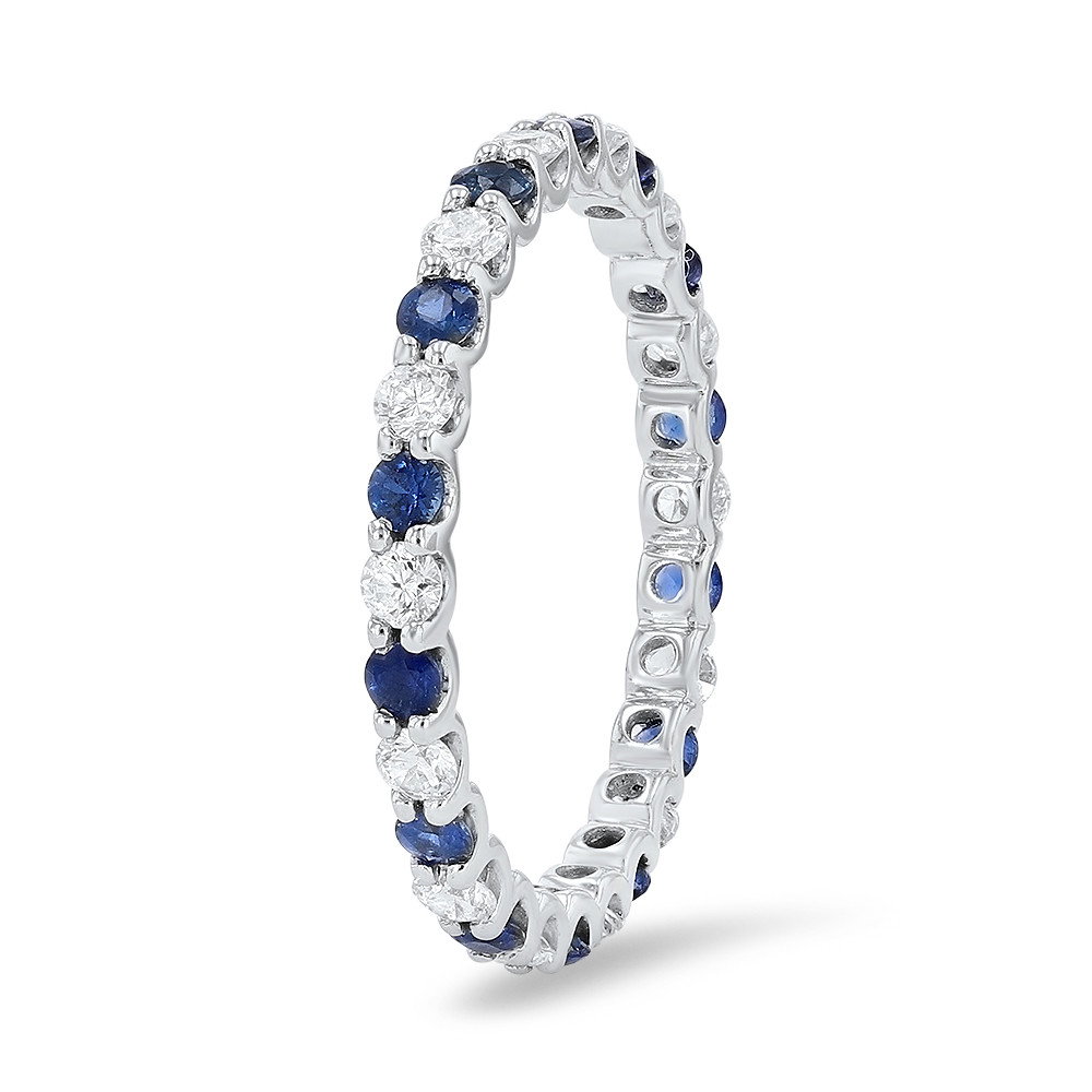 Alternating Sapphire and Diamond Eternity Wedding Band 1