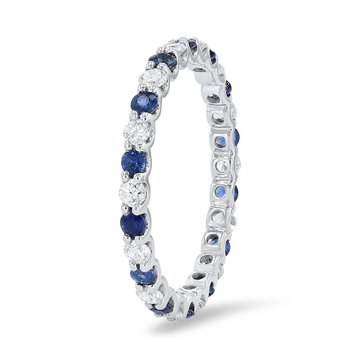 Alternating Sapphire and Diamond Eternity Wedding Band In White Gold 14K