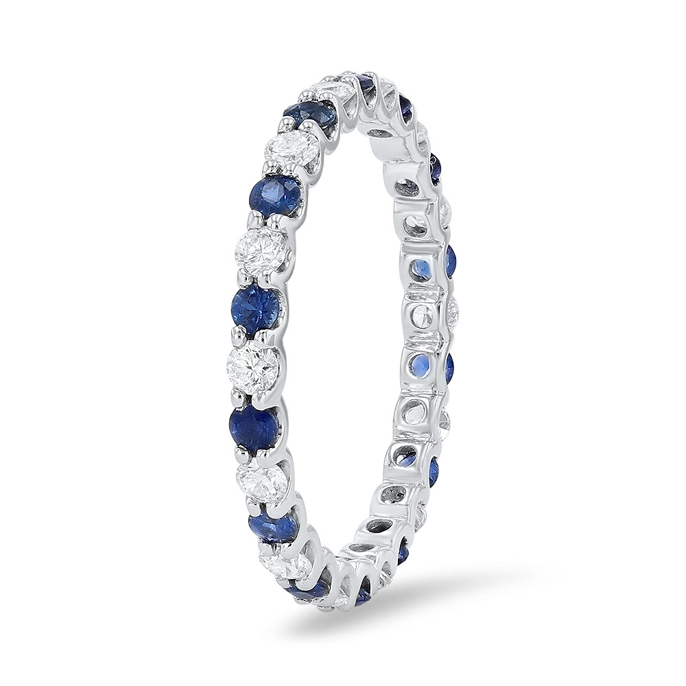 Alternating Sapphire and Diamond Eternity Wedding Band