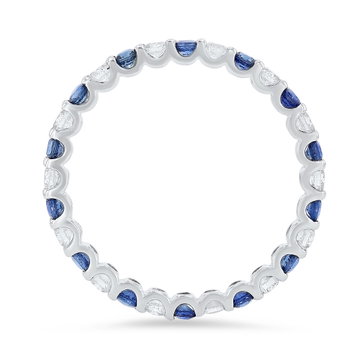 Alternating Sapphire and Diamond Eternity Wedding Band In White Gold 14K