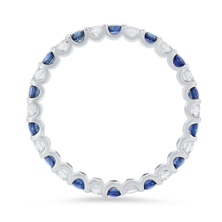 Alternating Sapphire and Diamond Eternity Wedding Band In White Gold 14K