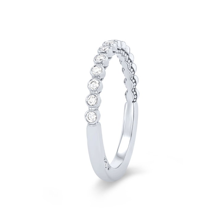 Tacori Sculpted Crescent Bezel Wedding Band In Solid 18K White Gold