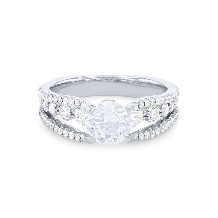 White Gold 18K Simon G. Open Three Row Engagement Setting