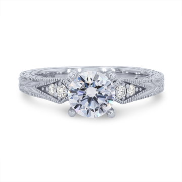 Artcarved Kite Accent Engraved Milgrain Engagement Setting In White Gold 14K