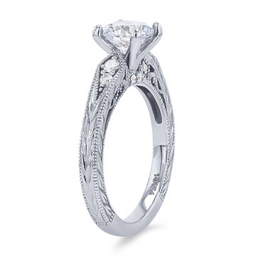 Artcarved Kite Accent Engraved Milgrain Engagement Setting In White Gold 14K