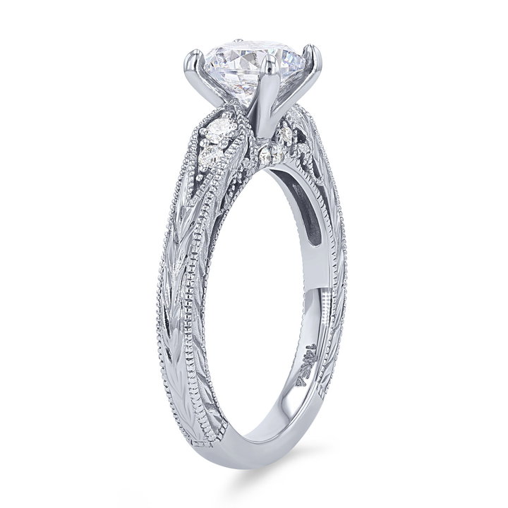 Artcarved Kite Accent Engraved Milgrain Engagement Setting In White Gold 14K