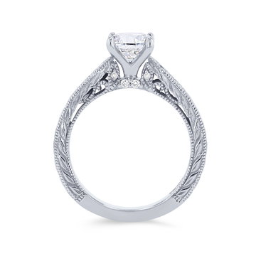 Artcarved Kite Accent Engraved Milgrain Engagement Setting In White Gold 14K