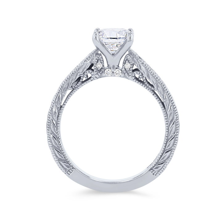 Artcarved Kite Accent Engraved Milgrain Engagement Setting In White Gold 14K