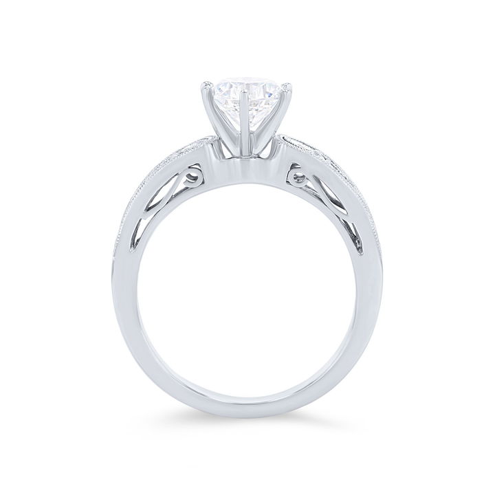 White Gold 18K Simon G. Six Prong Floral Milgrain Engagement Setting