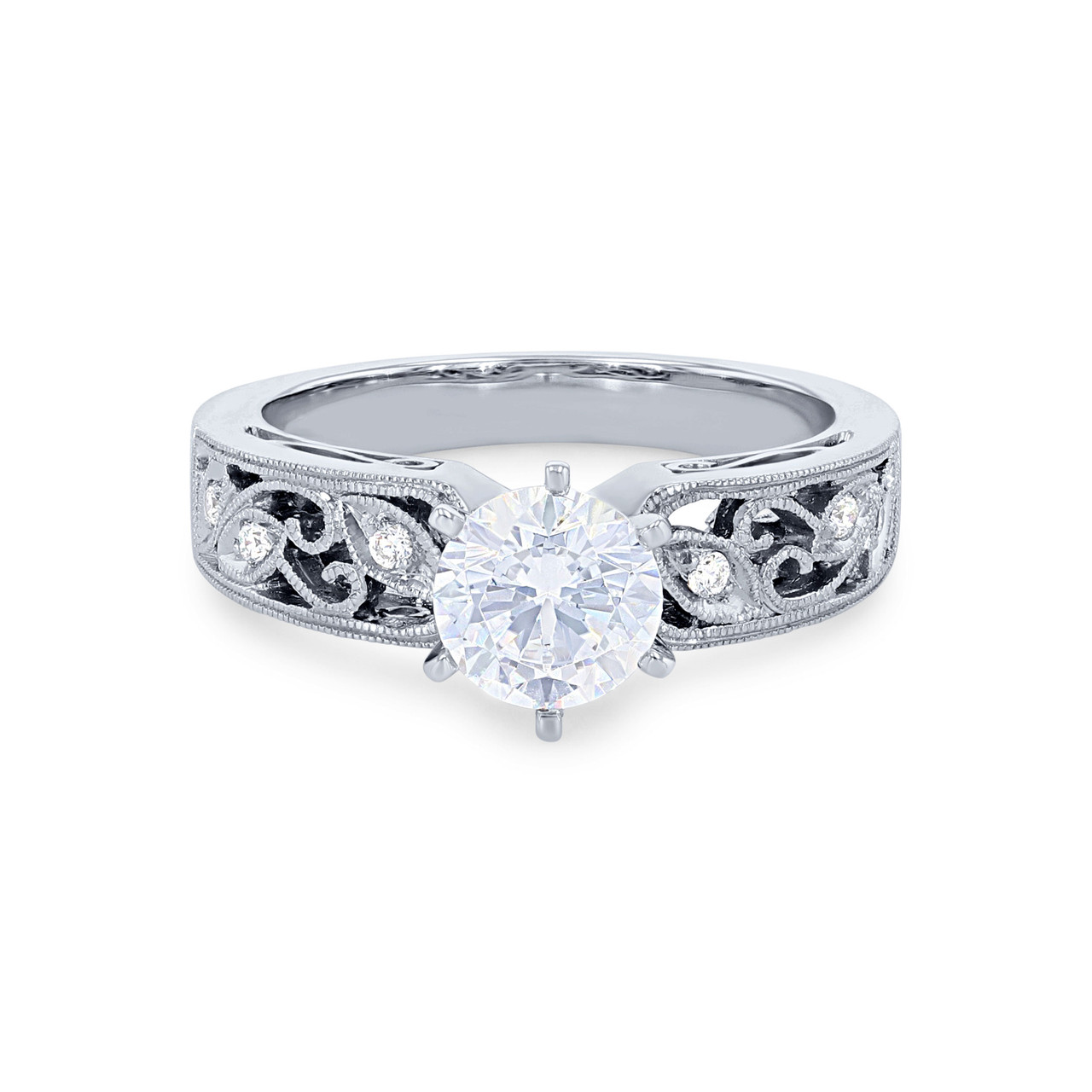 Simon G. Six Prong Floral Milgrain Engagement Setting 0