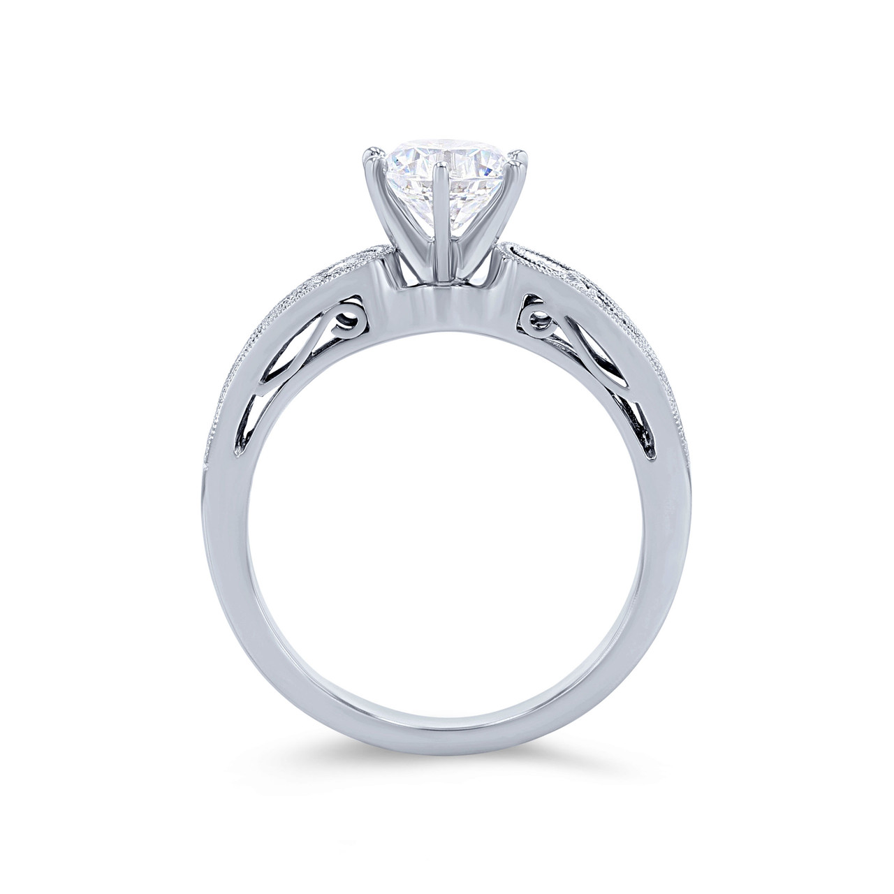 Simon G. Six Prong Floral Milgrain Engagement Setting 2