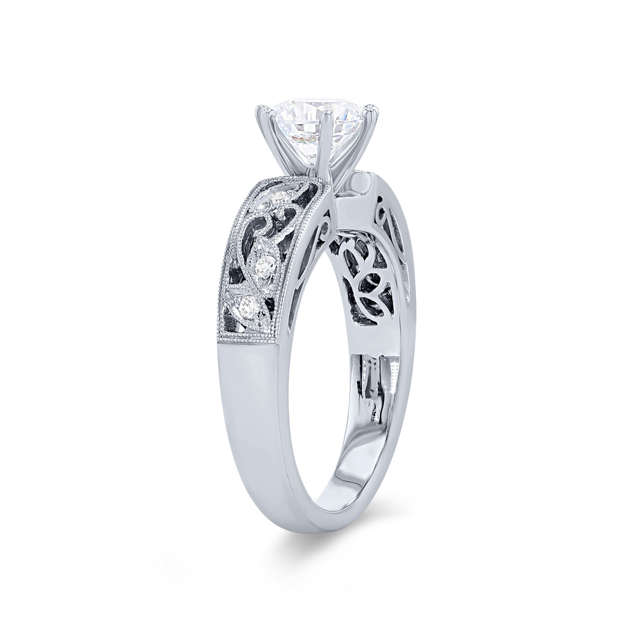 Simon G. Six Prong Floral Milgrain Engagement Setting 1
