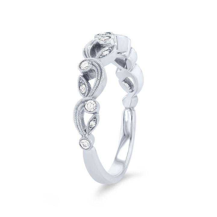 Platinum Simon G. Filigree Milgrain Diamond Wedding Band