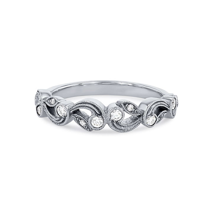 Platinum Simon G. Filigree Milgrain Diamond Wedding Band