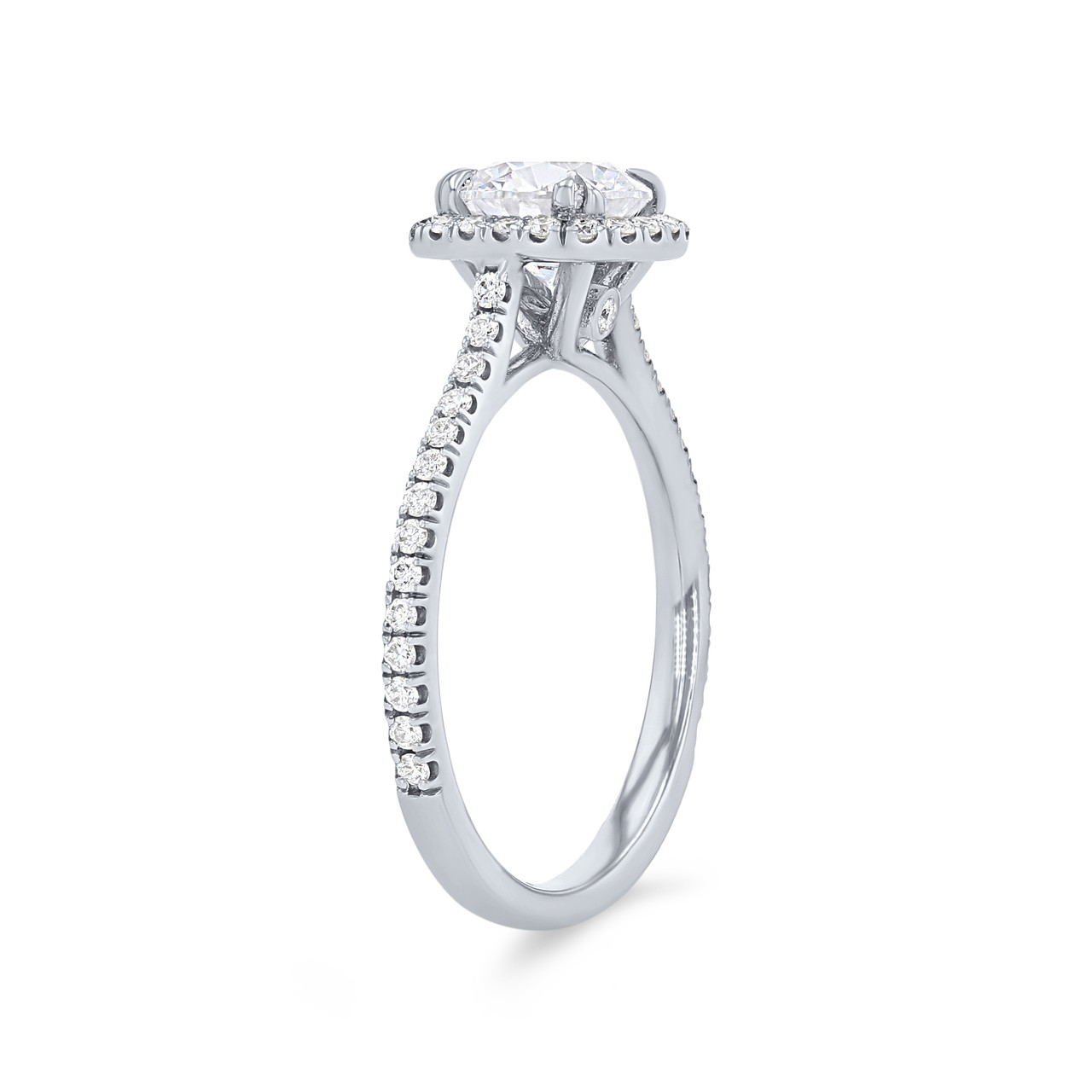 Cushion Halo Cathedral Engagement Setting by C. Gonshor