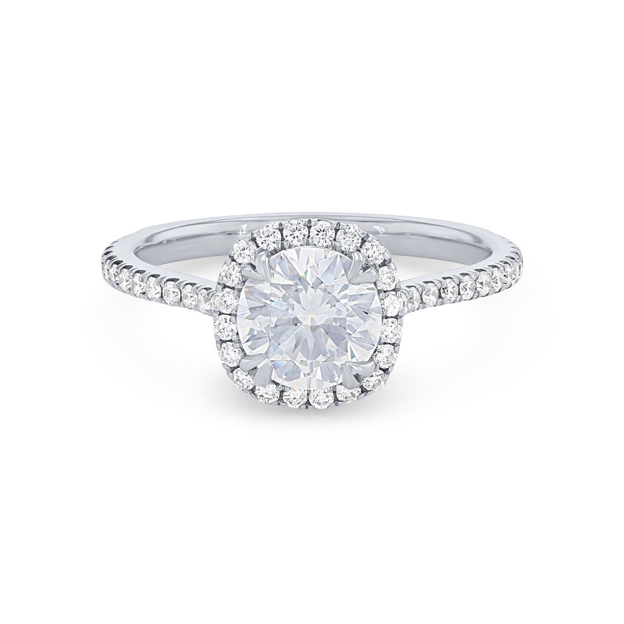 Cushion Halo Cathedral Engagement Setting by C. Gonshor
