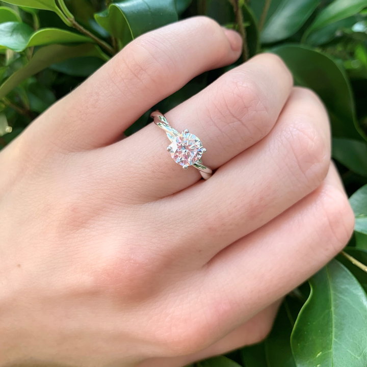 Solitaire Rope Twist Engagement Setting In White Gold 14K