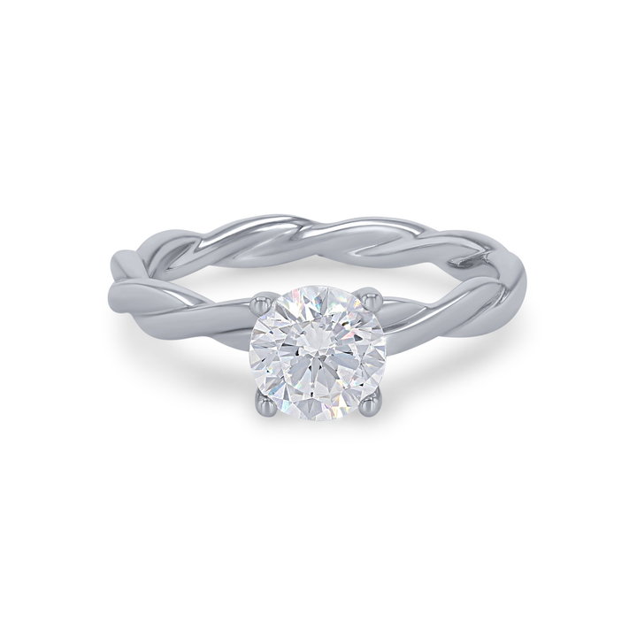 Solitaire Rope Twist Engagement Setting In White Gold 14K