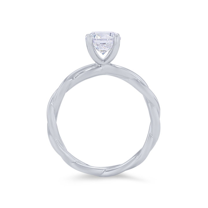 Solitaire Rope Twist Engagement Setting In White Gold 14K