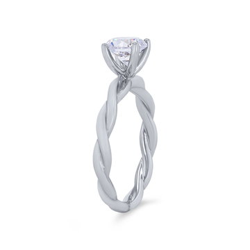 Solitaire Rope Twist Engagement Setting In White Gold 14K