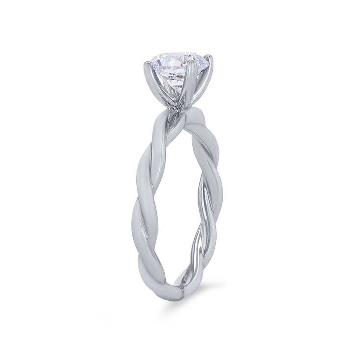 Solitaire Rope Twist Engagement Setting In White Gold 14K