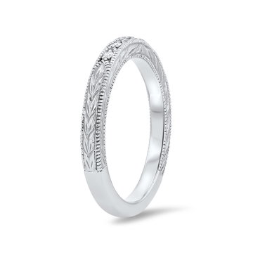 Artcarved Engraved Milgrain Wedding Band In White Gold 14K