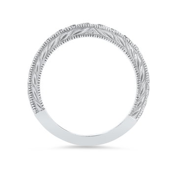 Artcarved Engraved Milgrain Wedding Band In White Gold 14K