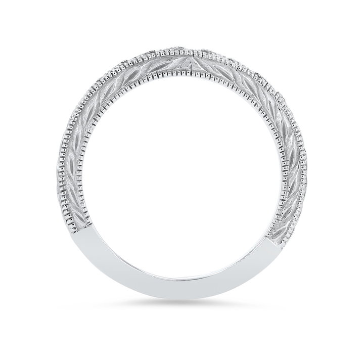 Artcarved Engraved Milgrain Wedding Band In White Gold 14K
