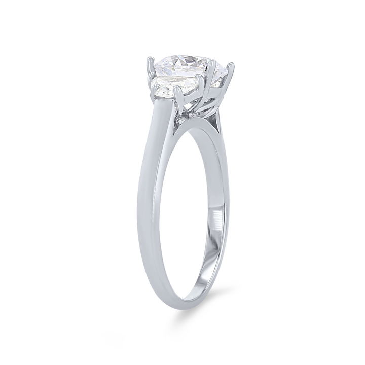White Gold 14K Three Stone Half Moon Diamond Engagement Setting